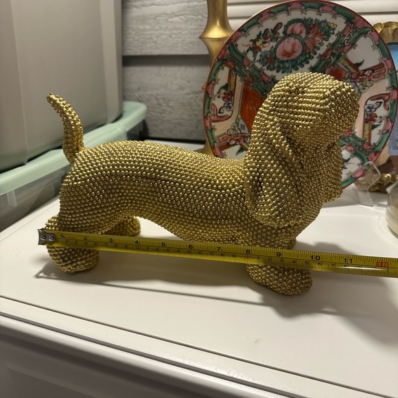 Gold Stud Dachshund Dog Statue Figurine - Picture 6 of 6